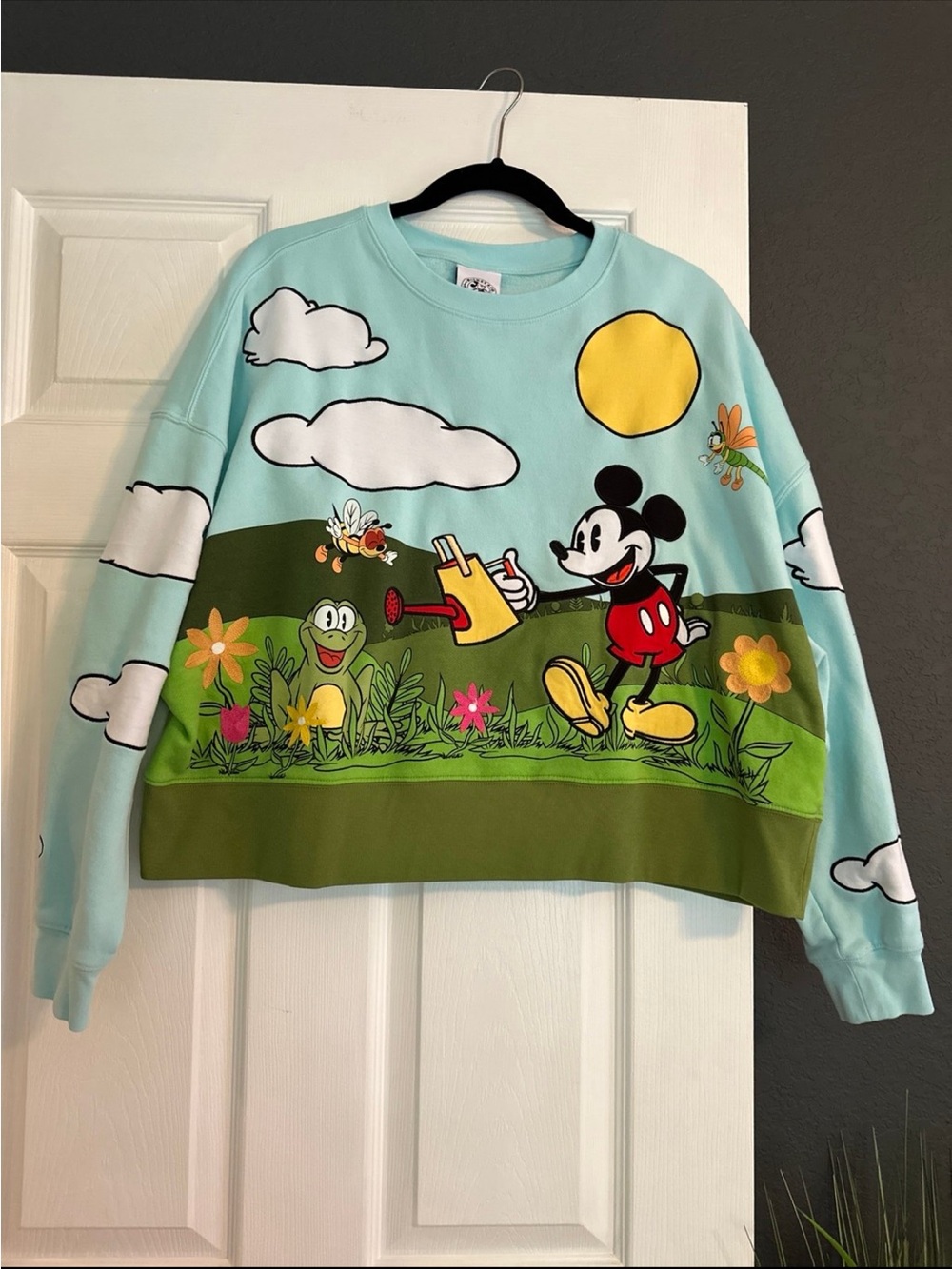 Disney Mint Blue & Green Mickey Garden Sweater